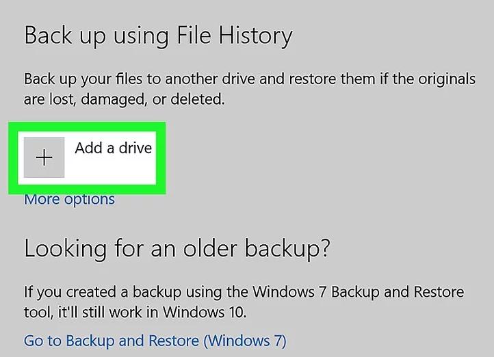 Click On The ‘add a drive’ Option click on the ‘add a drive’ option
