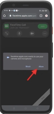 Allow the Access your camera and microphone in Your Device for FaceTime