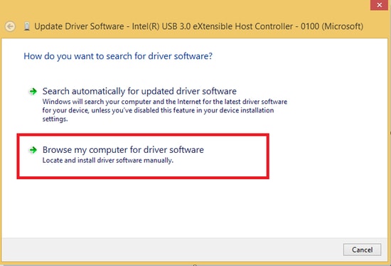 Browse my computer for driver software Browse my computer for driver software