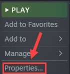 Choose on game properties in Steam Choose on game properties in Steam