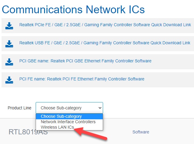 Choose the Wireless LAN ICs as Sub-Category Choose the Wireless LAN ICs as Sub-Category