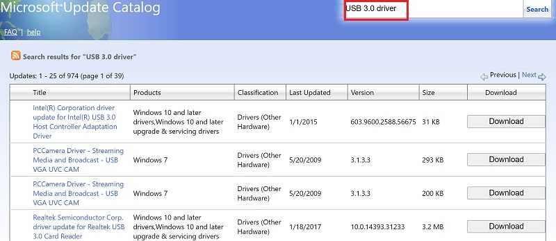 Download USB 3.0 Driver from Microsoft Update Catalog Website Download USB 3.0 Driver from Microsoft Update Catalog Website