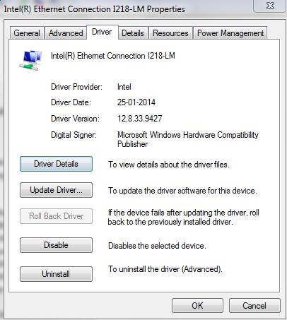 Ethernet Connection Properties Option Ethernet Connection Properties Option