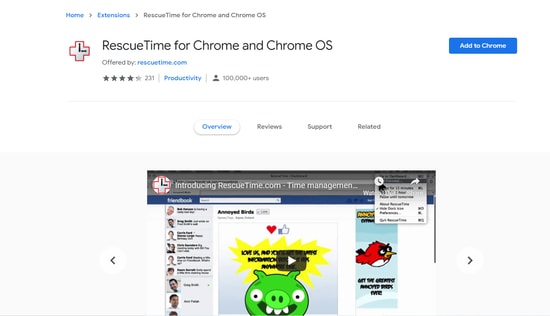 Rescue Time Rescue Time - security extension for chrome browser