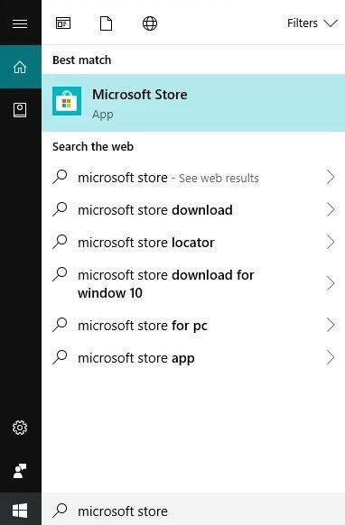 Search For The Microsoft Store and Choose The Best Match Search For The Microsoft Store and Choose The Best Match