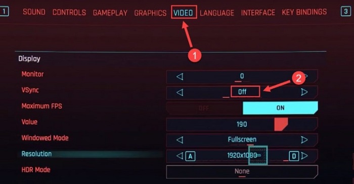 Turn off the VSync option Turn off the VSync option