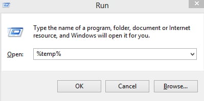 Input %temp% in the run box Input %temp% in the run box