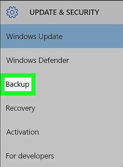 Select The Backup Option Select the backup option