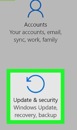 Select The ‘Update and Security’ select the ‘update and security’