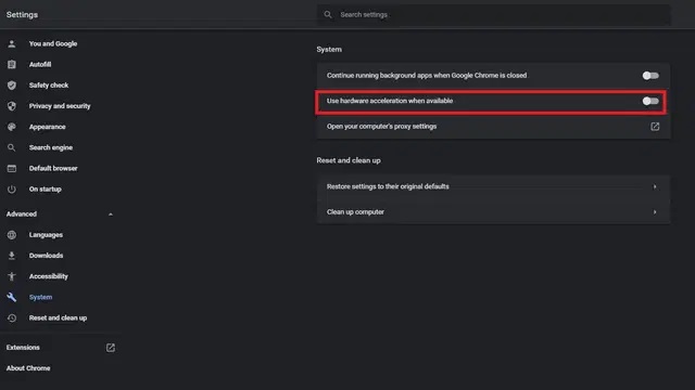 Use Hardware Acceleration when Available Use Hardware Acceleration when Available