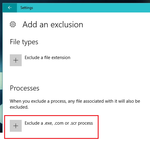 Add Exclude Process add exclude process