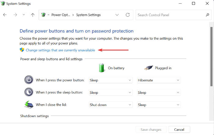 Change the settings that are currently unavailable Change the settings that are currently unavailable