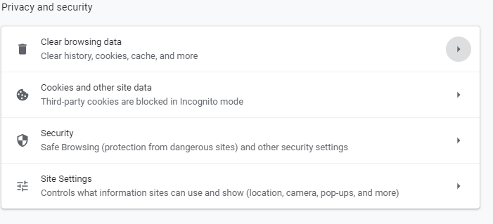 Choose Clear Browsing Data Option Choose Clear Browsing Data Option