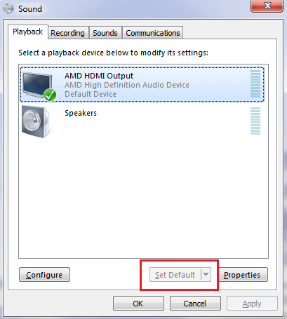 Click On AMD High Definition Audio Device Click On AMD High Definition Audio Device