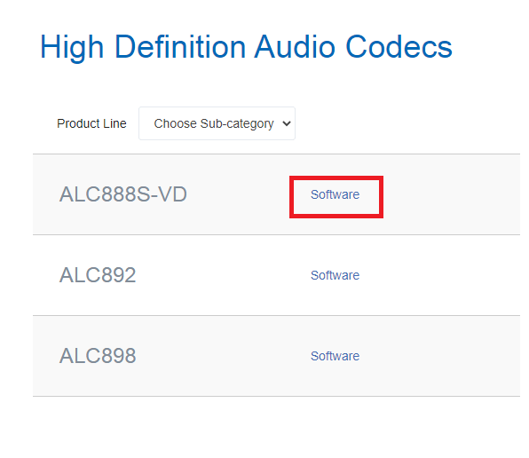 Click On Software Link Next To Your Sound Card Click On Software Link Next To Your Sound Card