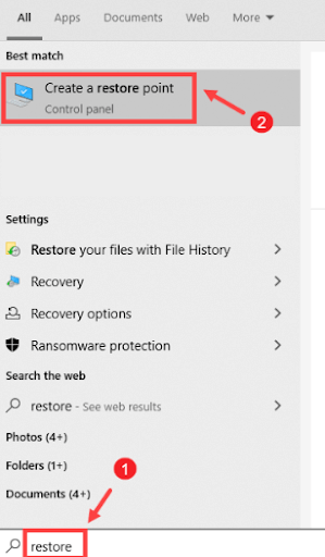 Create a System Restore Point Create a System Restore Point