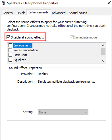 Disable all sound effects Disable all sound effects