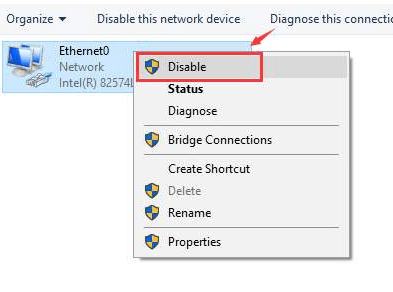 Enable network adapter Disable network adapter
