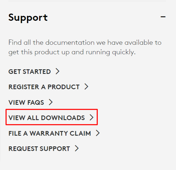 Expand the Support segment to view all downloads Expand the Support segment to view all downloads