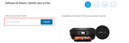 Input the printer name, i.e., Samsung M2020W Input the printer name, i.e., Samsung M2020W