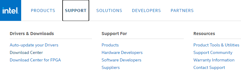 Intel support Intel support