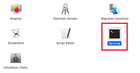 Launch the Terminal tool to proceed Launch the Terminal tool to proceed