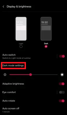 On the Dark Mode Settings On the Dark Mode Settings