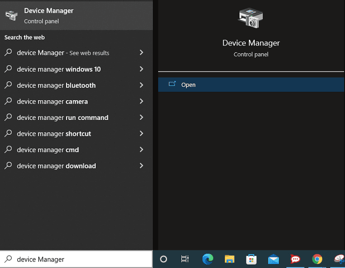 Open Device manager from windows search Open Device manager from windows search