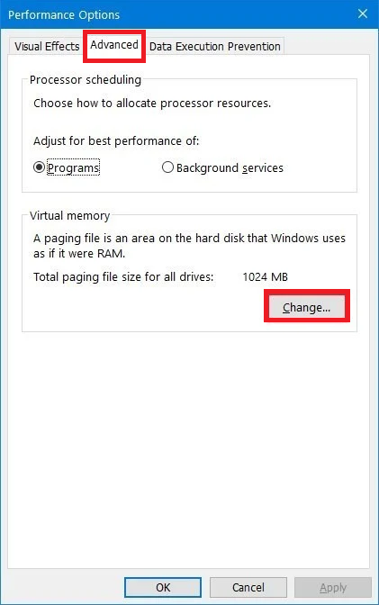 Windows Performance Option Windows performance option