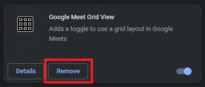 Remove the Google meet grid view Remove the Google meet grid view