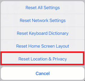 Reset Location and Privacy Reset Location and Privacy