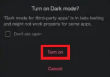 Tap the option named Turn On Tap the option named Turn On