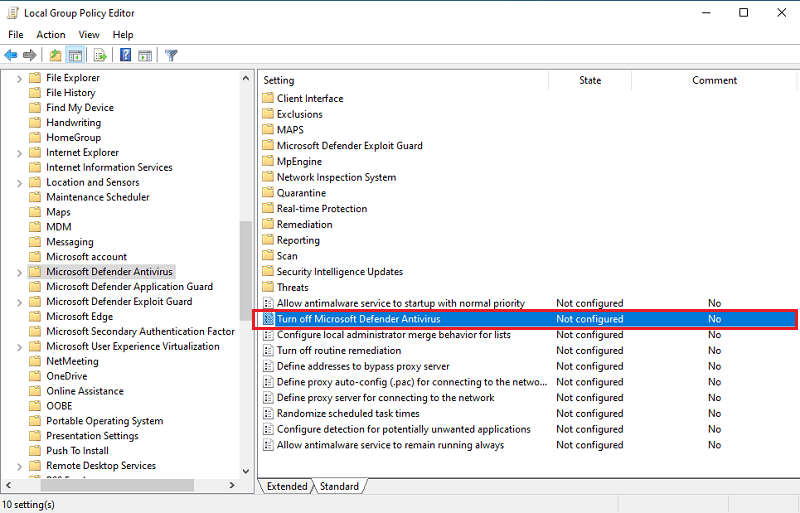 Turn off Microsoft Defender Antivirus Turn off Microsoft Defender Antivirus