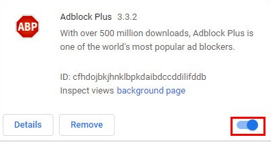 turn off the toggle button to disable the extension turn off the toggle button to disable the extension