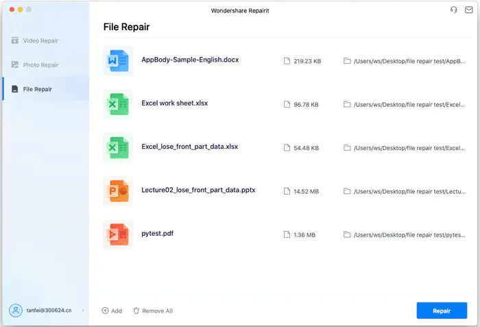 Wondershare Repairit - file repair list Wondershare Repairit - file repair list