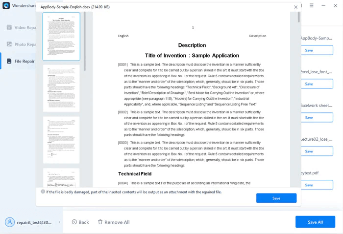 Wondershare Repairit - start file repair Wondershare Repairit - start file repair